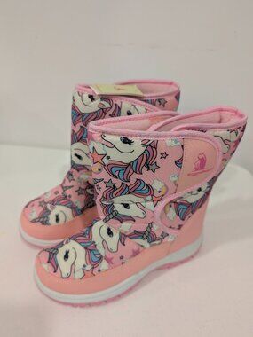 New Girls Rugged Bear RB89472A Light Pink Snowboots With Unicorn Print Size 3